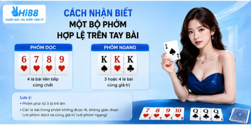 Cách nhận biết một bộ phỏm hợp lệ trên tay bài