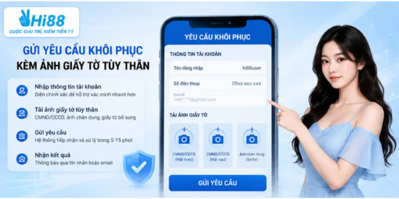 Gửi yêu cầu khôi phục kèm ảnh giấy tờ tùy thân