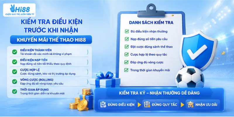 Kiểm tra điều kiện trước khi nhận khuyến mãi thể thao Hi88