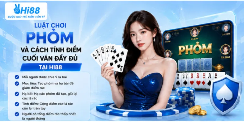 Luật chơi phỏm và cách tính điểm cuối ván đầy đủ tại Hi88