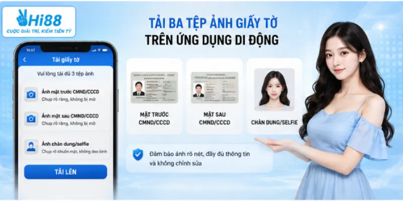 Tải ba tệp ảnh giấy tờ trên ứng dụng di động