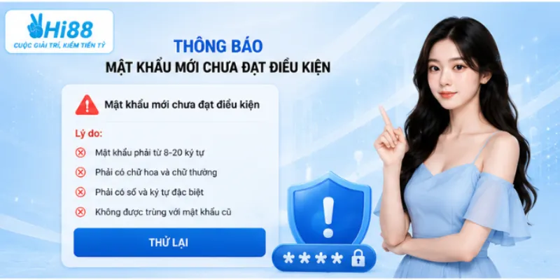 Thông báo mật khẩu mới chưa đạt điều kiện