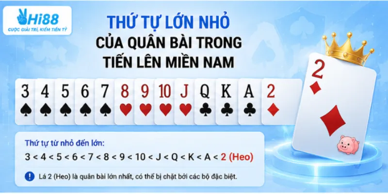 Thứ tự lớn nhỏ của quân bài trong tiến lên miền Nam